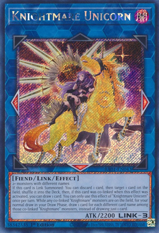 Knightmare Unicorn (Alternate Art) [RA01-EN043] Platinum Secret Rare | Shuffle n Cut Hobbies & Games