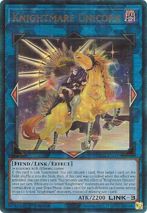 Knightmare Unicorn (Alternate Art) [RA01-EN043] Prismatic Ultimate Rare | Shuffle n Cut Hobbies & Games