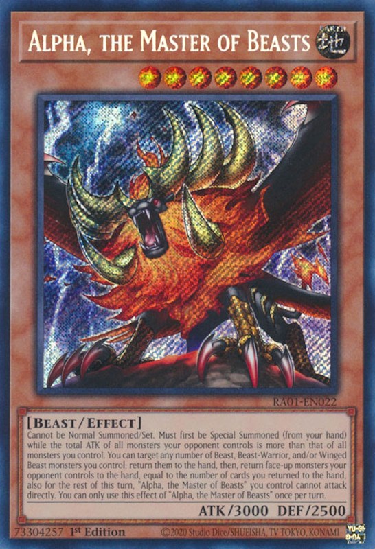 Alpha, the Master of Beasts [RA01-EN022] Secret Rare | Shuffle n Cut Hobbies & Games