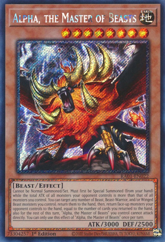 Alpha, the Master of Beasts [RA01-EN022] Platinum Secret Rare | Shuffle n Cut Hobbies & Games