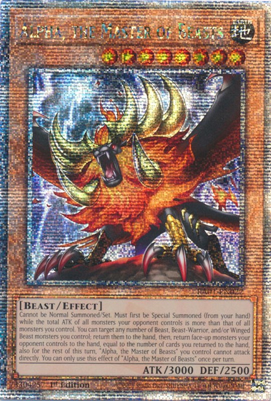 Alpha, the Master of Beasts [RA01-EN022] Quarter Century Secret Rare | Shuffle n Cut Hobbies & Games