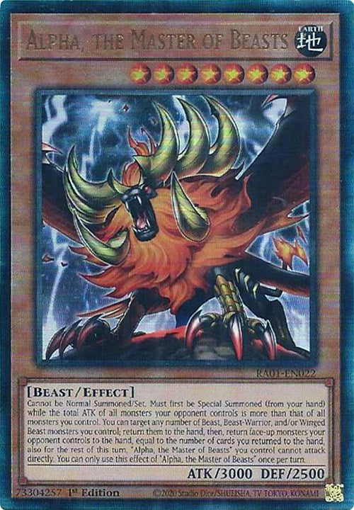 Alpha, the Master of Beasts [RA01-EN022] Prismatic Ultimate Rare | Shuffle n Cut Hobbies & Games