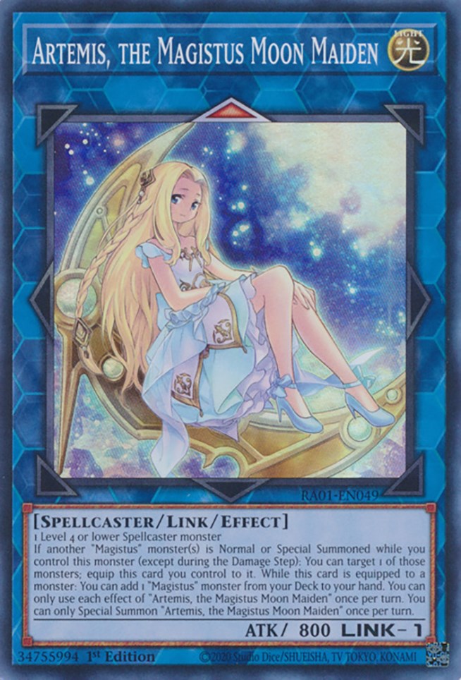 Artemis, the Magistus Moon Maiden [RA01-EN049] Super Rare | Shuffle n Cut Hobbies & Games