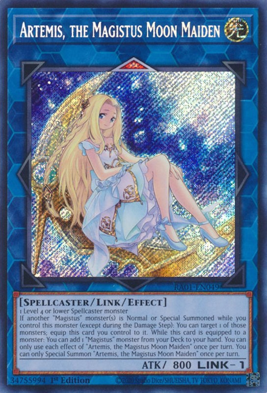 Artemis, the Magistus Moon Maiden [RA01-EN049] Secret Rare | Shuffle n Cut Hobbies & Games