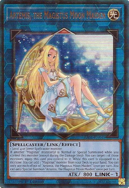 Artemis, the Magistus Moon Maiden [RA01-EN049] Prismatic Ultimate Rare | Shuffle n Cut Hobbies & Games