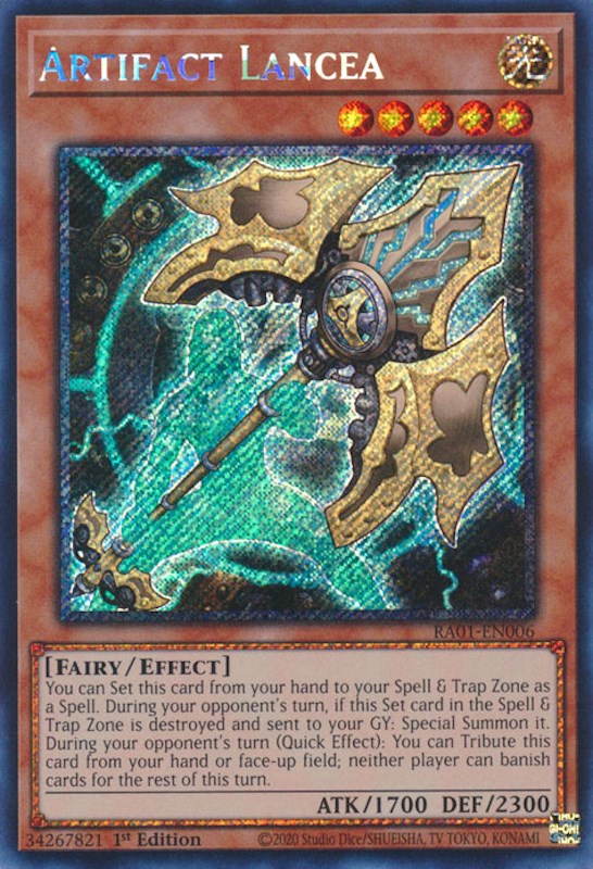 Artifact Lancea [RA01-EN006] Platinum Secret Rare | Shuffle n Cut Hobbies & Games