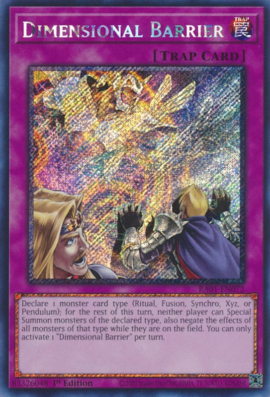 Dimensional Barrier [RA01-EN072] Platinum Secret Rare | Shuffle n Cut Hobbies & Games