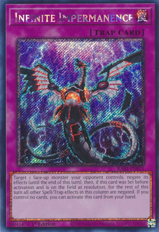 Infinite Impermanence [RA01-EN075] Platinum Secret Rare | Shuffle n Cut Hobbies & Games