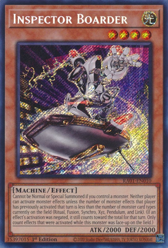 Inspector Boarder [RA01-EN010] Secret Rare | Shuffle n Cut Hobbies & Games