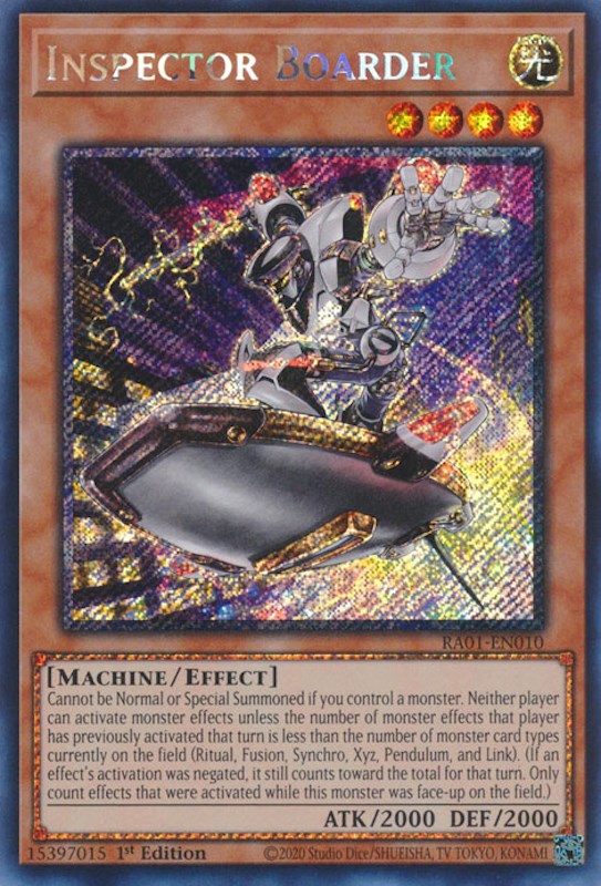 Inspector Boarder [RA01-EN010] Platinum Secret Rare | Shuffle n Cut Hobbies & Games