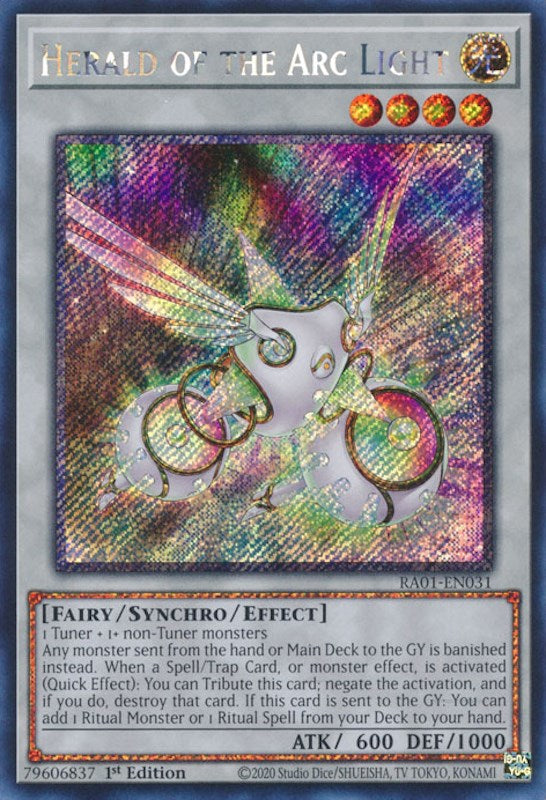 Herald of the Arc Light [RA01-EN031] Platinum Secret Rare | Shuffle n Cut Hobbies & Games