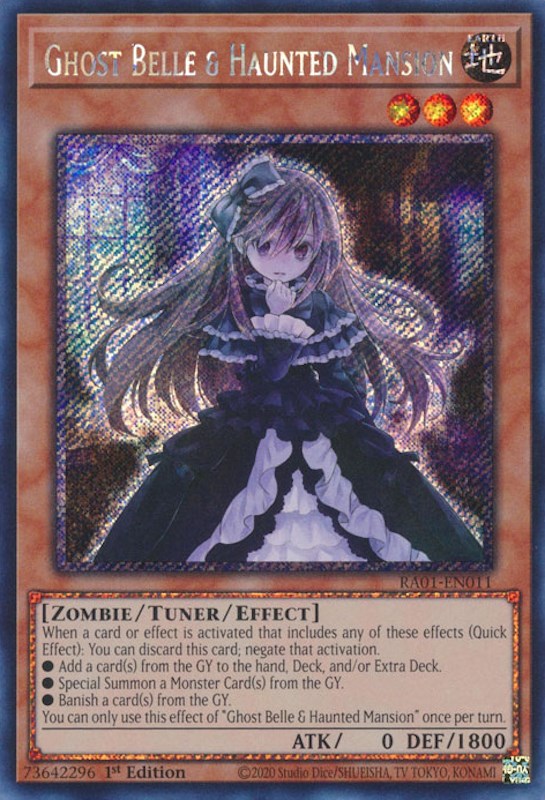 Ghost Belle & Haunted Mansion [RA01-EN011] Platinum Secret Rare | Shuffle n Cut Hobbies & Games