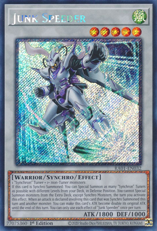 Junk Speeder [RA01-EN032] Platinum Secret Rare | Shuffle n Cut Hobbies & Games