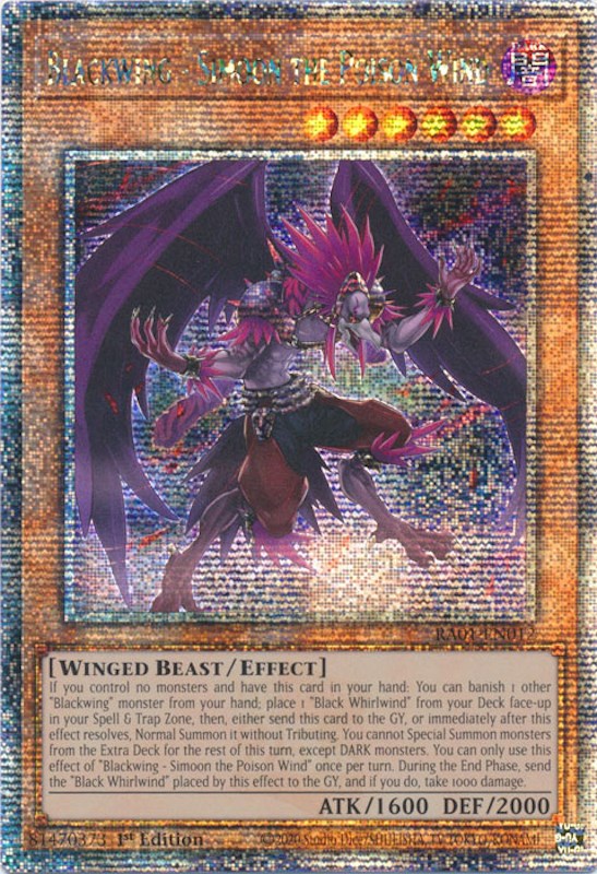 Blackwing - Simoon the Poison Wind [RA01-EN012] Quarter Century Secret Rare | Shuffle n Cut Hobbies & Games