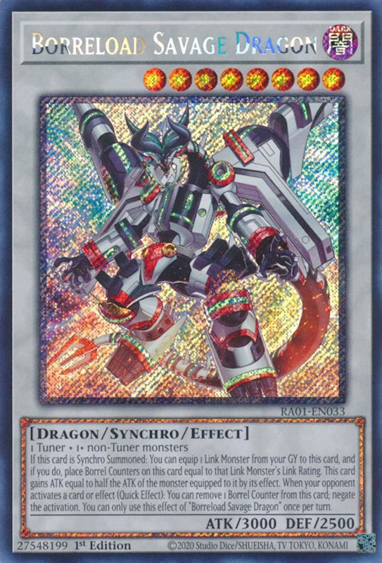 Borreload Savage Dragon [RA01-EN033] Platinum Secret Rare | Shuffle n Cut Hobbies & Games