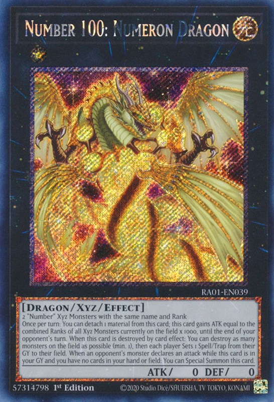 Number 100: Numeron Dragon [RA01-EN039] Platinum Secret Rare | Shuffle n Cut Hobbies & Games