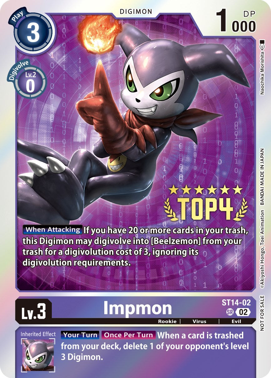 Impmon [ST14-02] (Digimon 3-On-3 November 2023 Top 4) [Starter Deck: Beelzemon Advanced Deck Set] | Shuffle n Cut Hobbies & Games