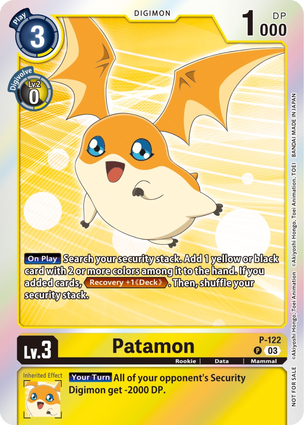 Patamon [P-122] (Tamer Party Pack -The Beginning- Ver. 2.0) [Promotional Cards] | Shuffle n Cut Hobbies & Games