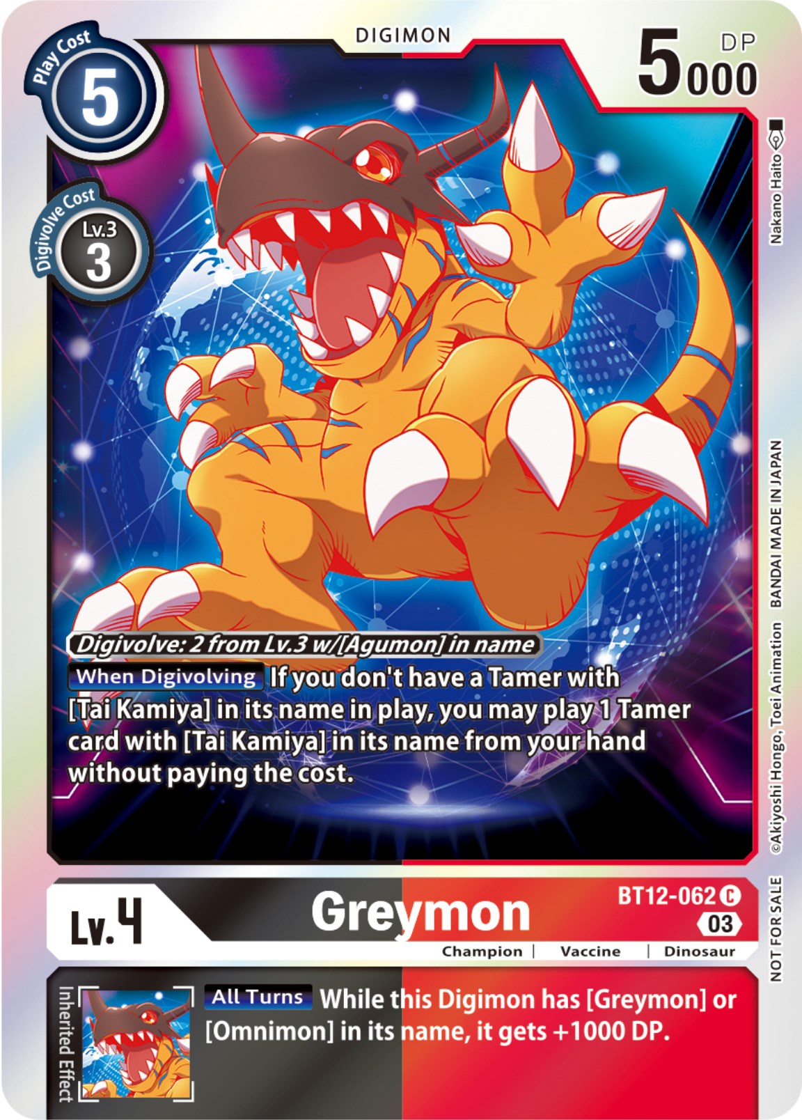 Greymon [BT12-062] (Official Tournament Pack Vol.11) [Across Time] | Shuffle n Cut Hobbies & Games