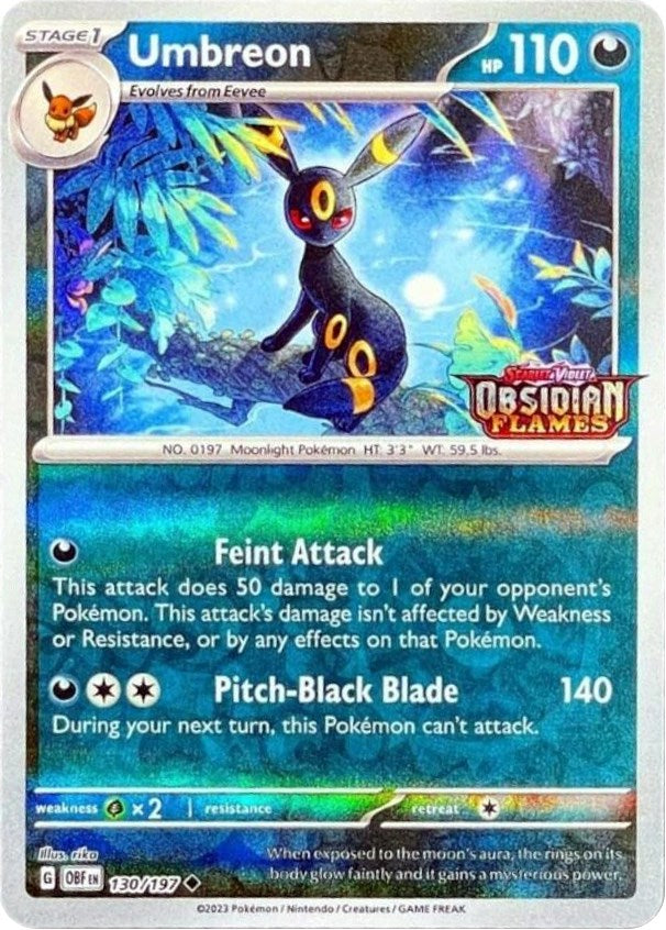 Umbreon (130/197) (Obsidian Flames Stamped) [Scarlet & Violet: Obsidian Flames] | Shuffle n Cut Hobbies & Games