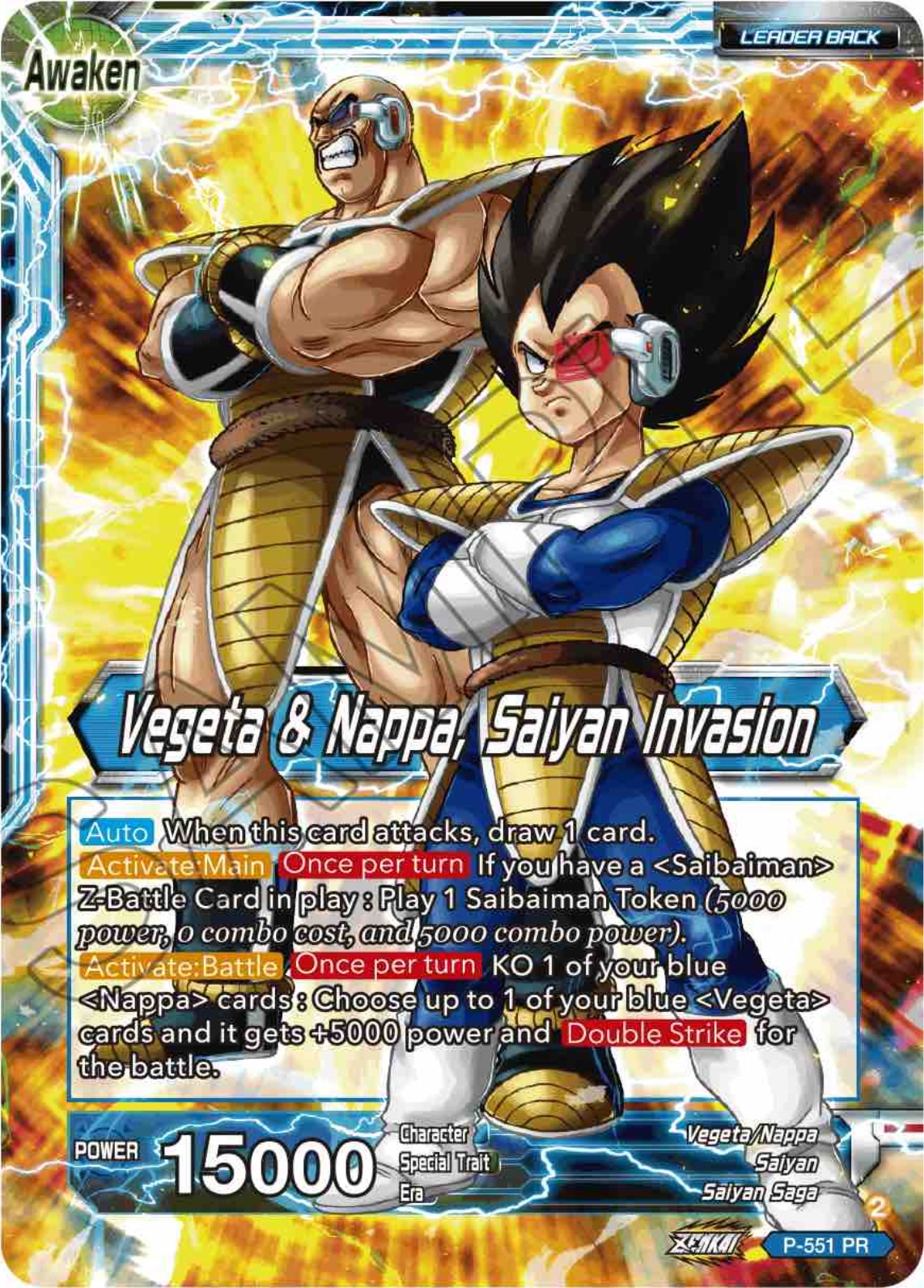 Nappa // Vegeta & Nappa, Saiyan Invasion (P-551) [Promotion Cards] | Shuffle n Cut Hobbies & Games