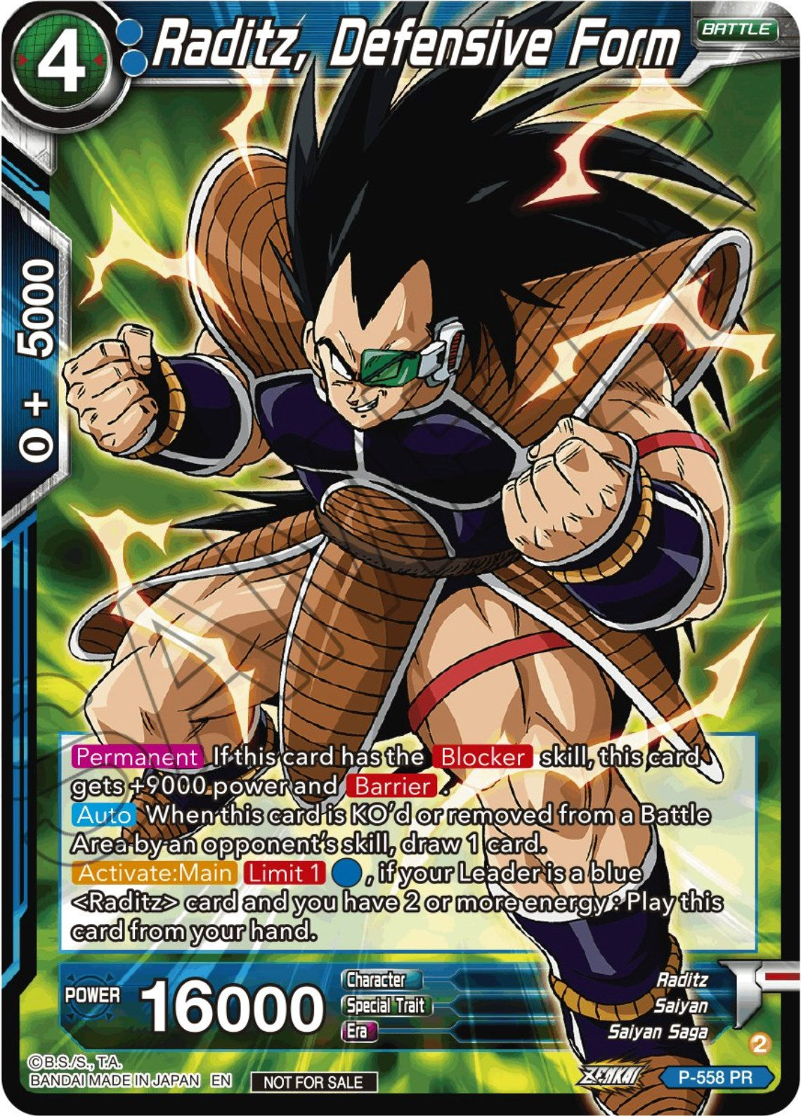 Raditz, Defensive Form (Zenkai Series Tournament Pack Vol.6) (P-558) [Tournament Promotion Cards] | Shuffle n Cut Hobbies & Games