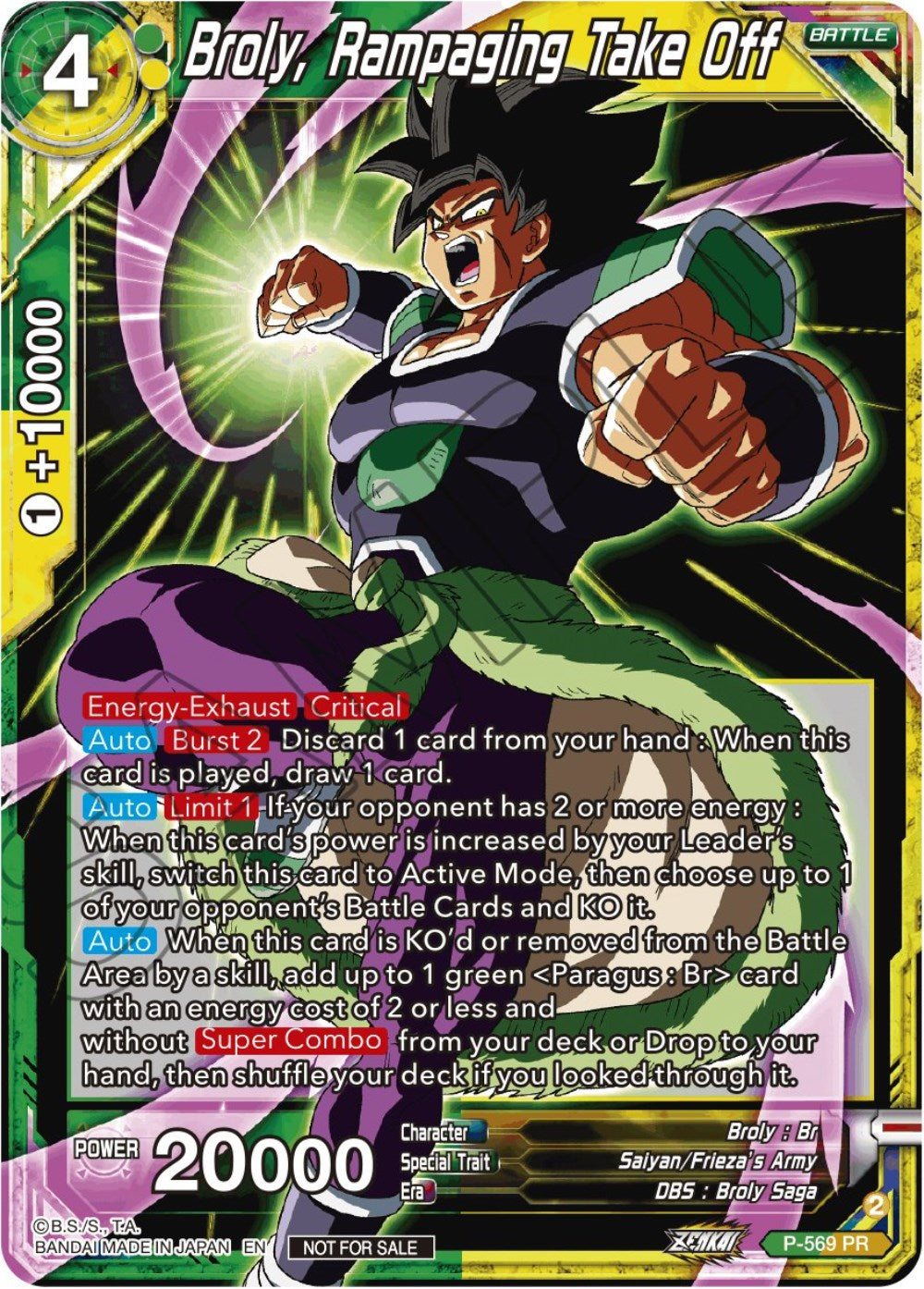 Broly, Rampaging Take Off (Zenkai Series Tournament Pack Vol.6) (P-569) [Tournament Promotion Cards] | Shuffle n Cut Hobbies & Games