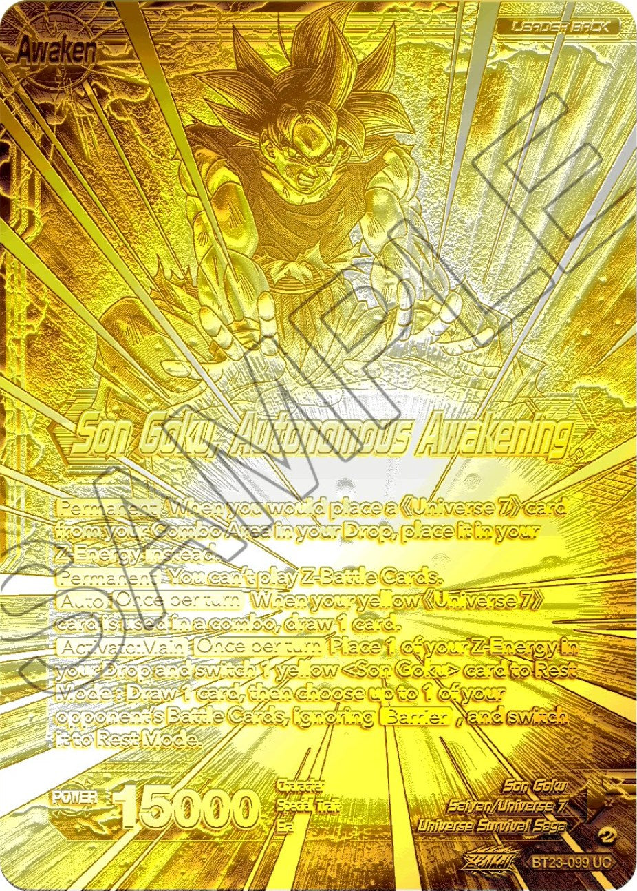 SSB Son Goku // Son Goku, Autonomous Awakening (2023 Championship Finals) (Gold Metal Foil) (BT23-099) [Tournament Promotion Cards] | Shuffle n Cut Hobbies & Games