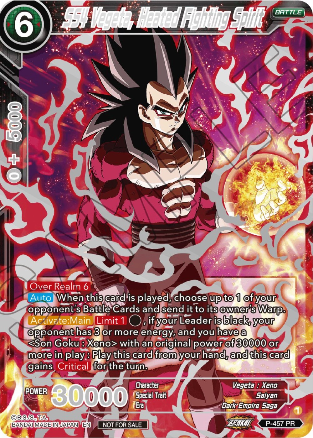 SS4 Vegeta, Heated Fighting Spirit (Championship 2023 Reward Alternate Art Card Set) (Holo) (P-457) [Tournament Promotion Cards] | Shuffle n Cut Hobbies & Games