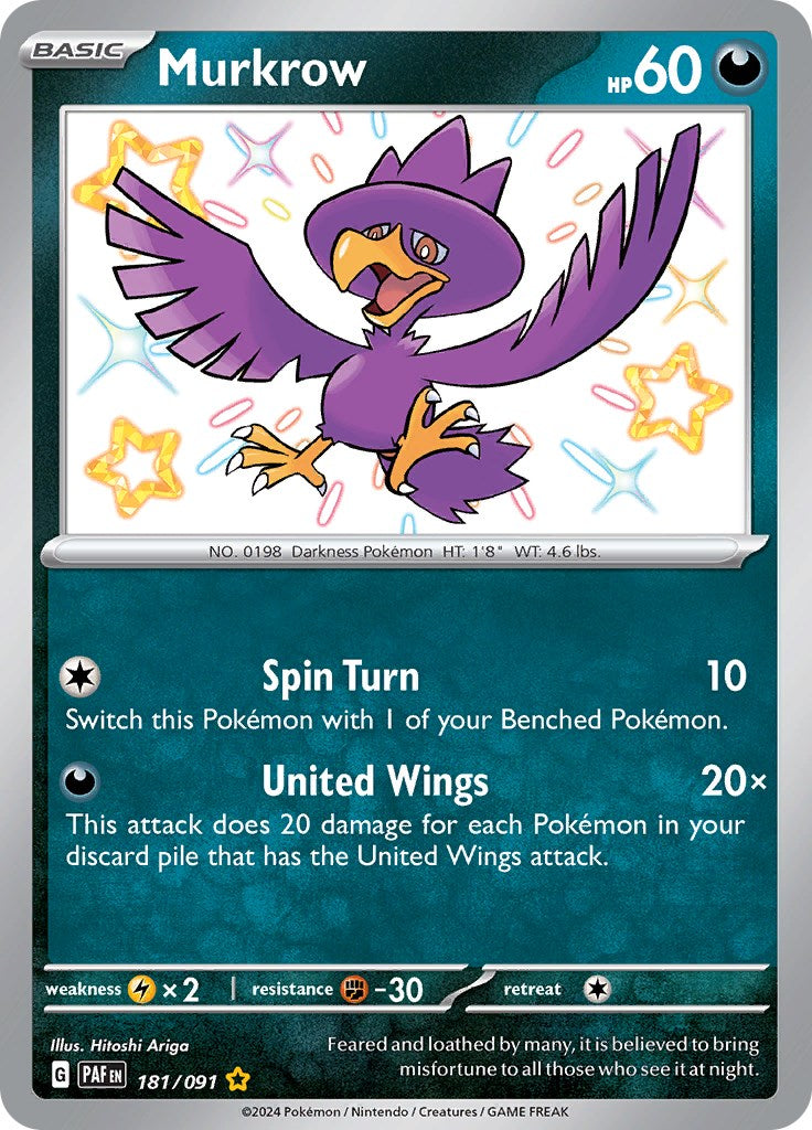 Murkrow (181/091) [Scarlet & Violet: Paldean Fates] | Shuffle n Cut Hobbies & Games