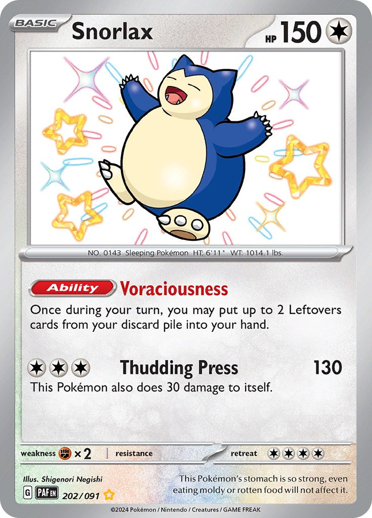 Snorlax (202/091) [Scarlet & Violet: Paldean Fates] | Shuffle n Cut Hobbies & Games