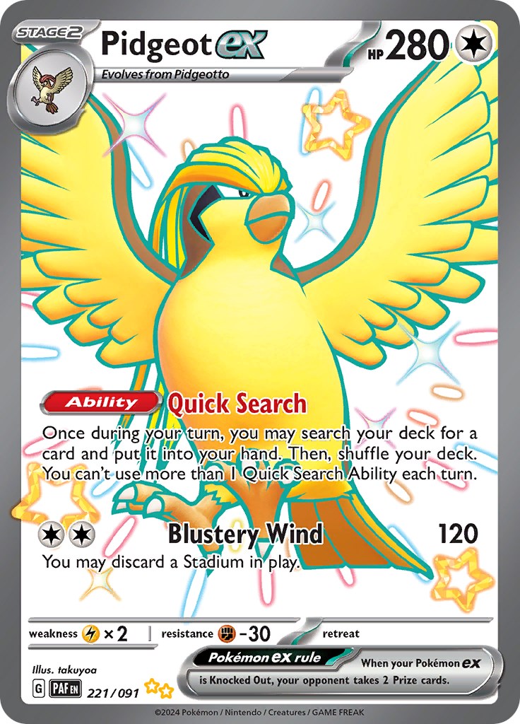 Pidgeot ex (221/091) [Scarlet & Violet: Paldean Fates] | Shuffle n Cut Hobbies & Games