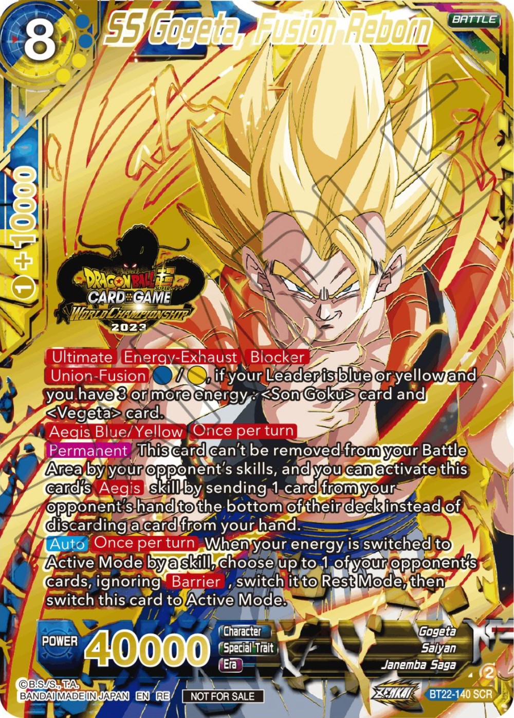 SS Gogeta, Fusion Reborn (2023 World Championship Stamp) (BT22-140) [Tournament Promotion Cards] | Shuffle n Cut Hobbies & Games