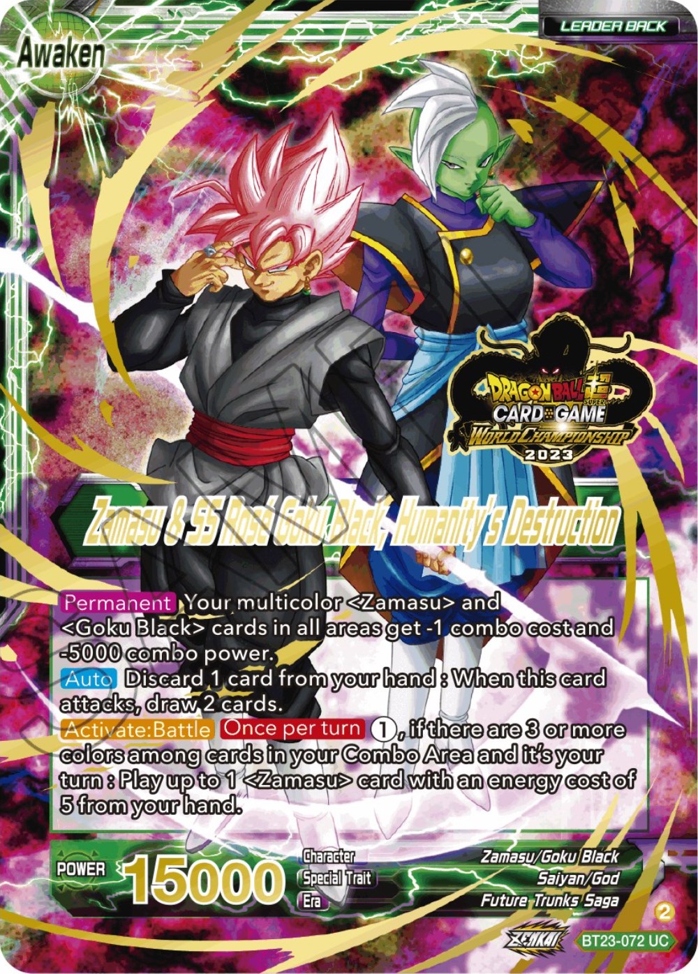 Zamasu & Goku Black // Zamasu & SS Rose Goku Black, Humanity's Destruction (2023 Worlds ZENKAI 06 Leader Set) (BT23-072) [Tournament Promotion Cards] | Shuffle n Cut Hobbies & Games