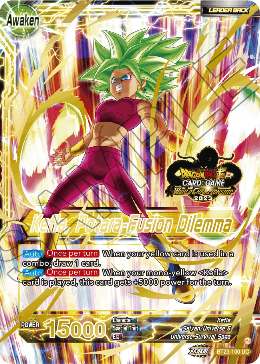 Kale & Caulifla // Kefla, Potara-Fusion Dilemma (2023 Worlds ZENKAI 06 Leader Set) (BT23-100) [Tournament Promotion Cards] | Shuffle n Cut Hobbies & Games