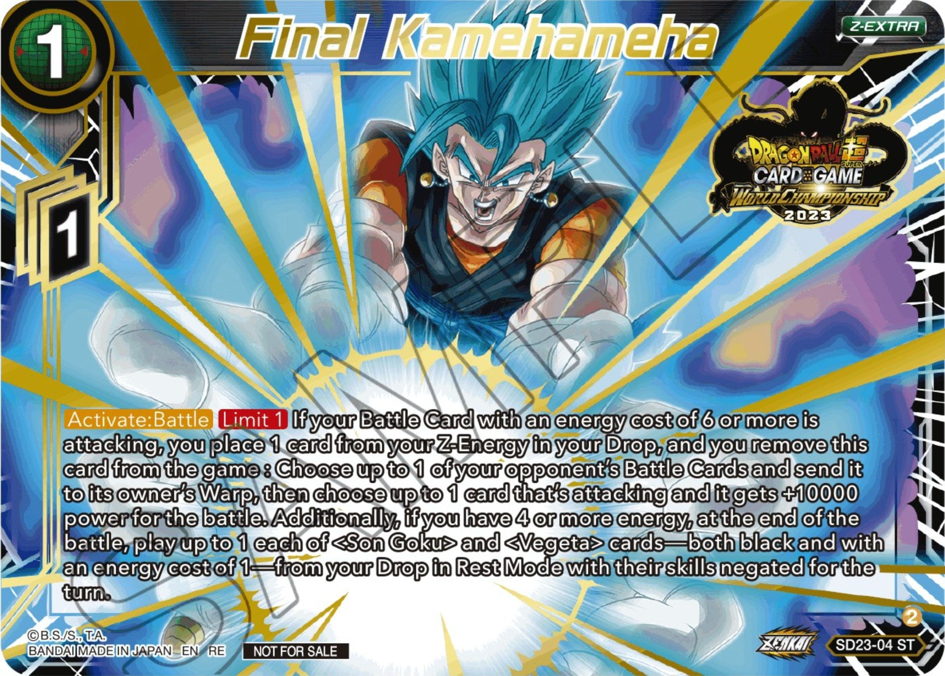 Final Kamehameha (2023 World Championship Z-Extra Card Set) (SD23-04) [Tournament Promotion Cards] | Shuffle n Cut Hobbies & Games