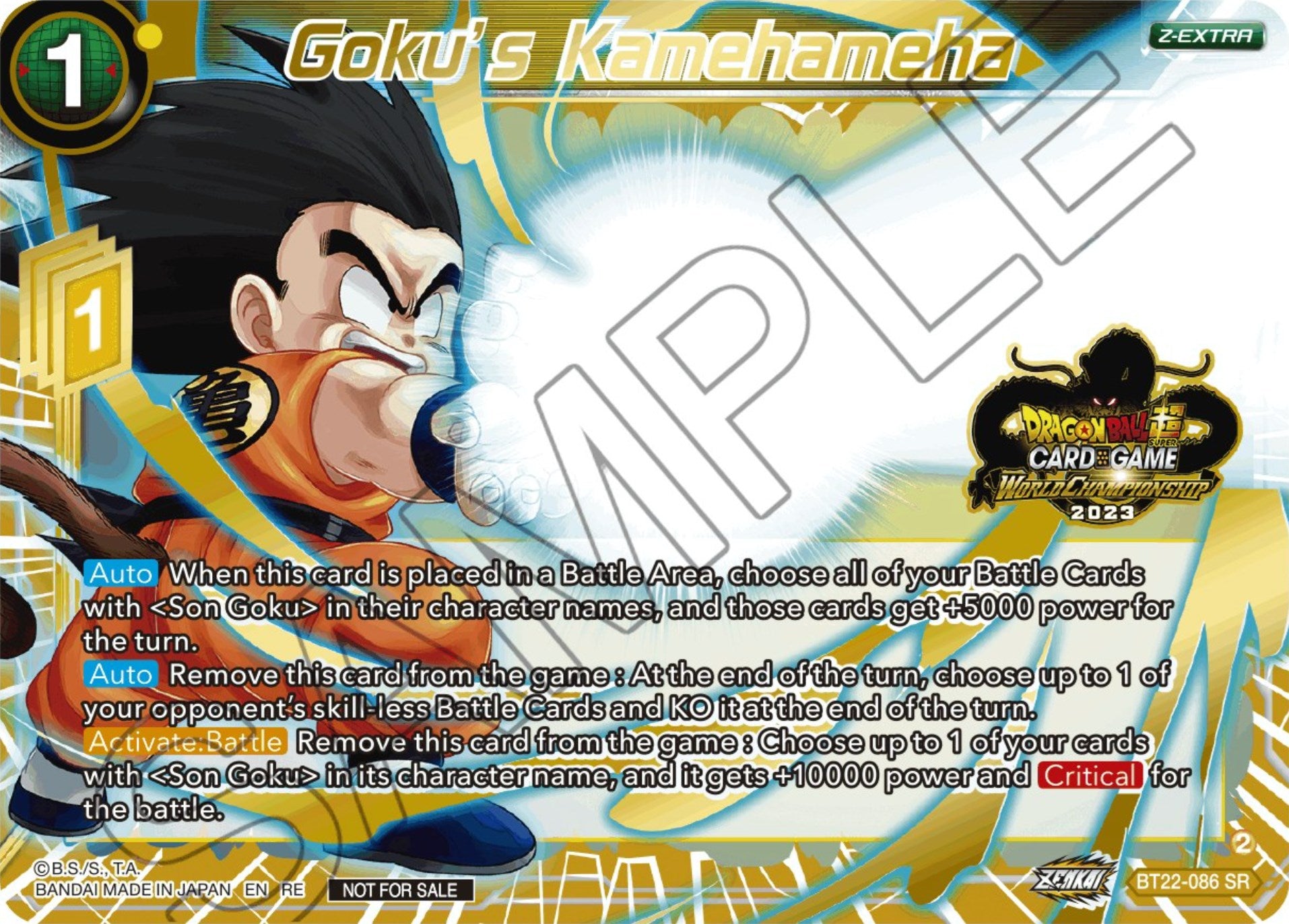 Goku's Kamehameha (2023 World Championship Z-Extra Card Set) (BT22-086) [Tournament Promotion Cards] | Shuffle n Cut Hobbies & Games