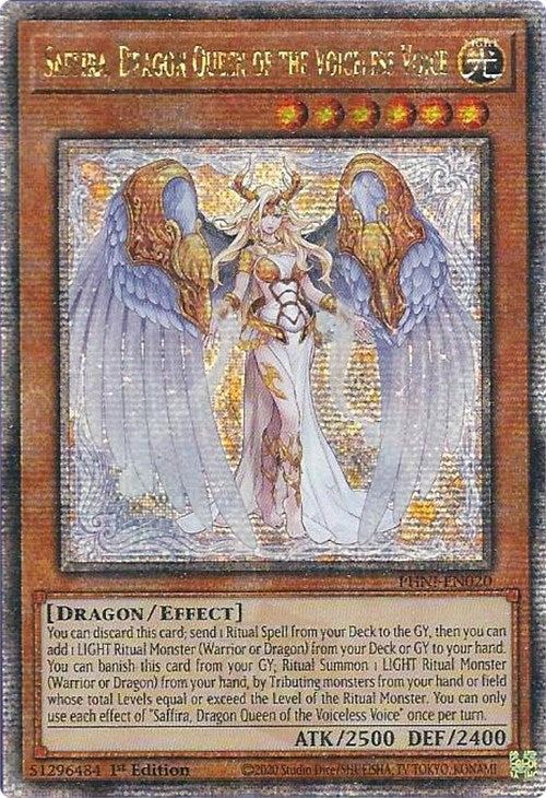 Saffira, Dragon Queen of the Voiceless Voice [PHNI-EN020] Quarter Century Secret Rare | Shuffle n Cut Hobbies & Games