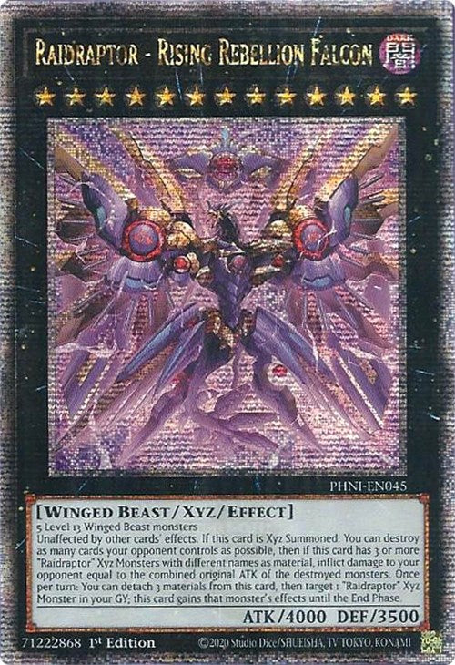 Raidraptor - Rising Rebellion Falcon [PHNI-EN045] Quarter Century Secret Rare | Shuffle n Cut Hobbies & Games