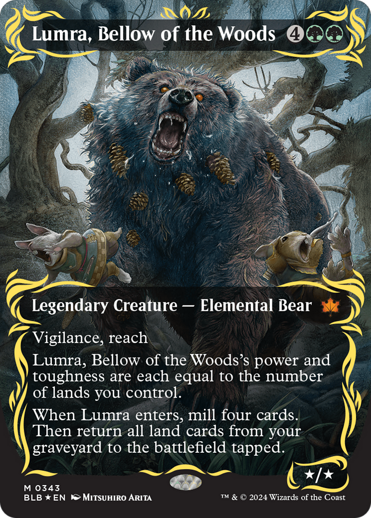 Lumra, Bellow of the Woods (Borderless) (Raised Foil) [Bloomburrow] | Shuffle n Cut Hobbies & Games