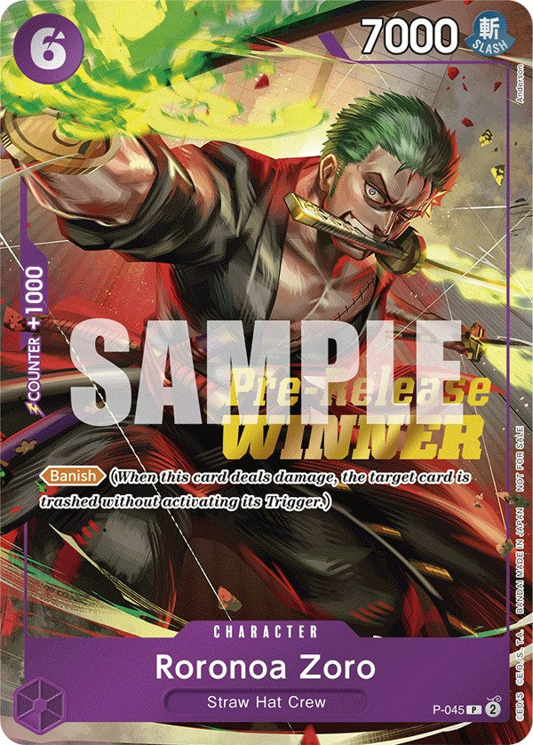 Roronoa Zoro (OP-06 Pre-Release Tournament) [Winner] [One Piece Promotion Cards] | Shuffle n Cut Hobbies & Games