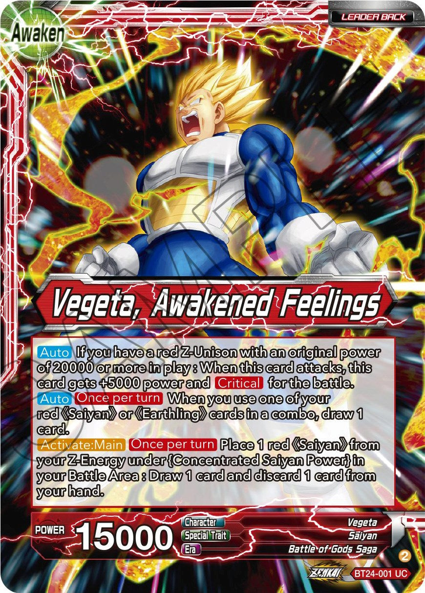 Vegeta // Vegeta, Awakened Feelings (BT24-001) [Beyond Generations] | Shuffle n Cut Hobbies & Games