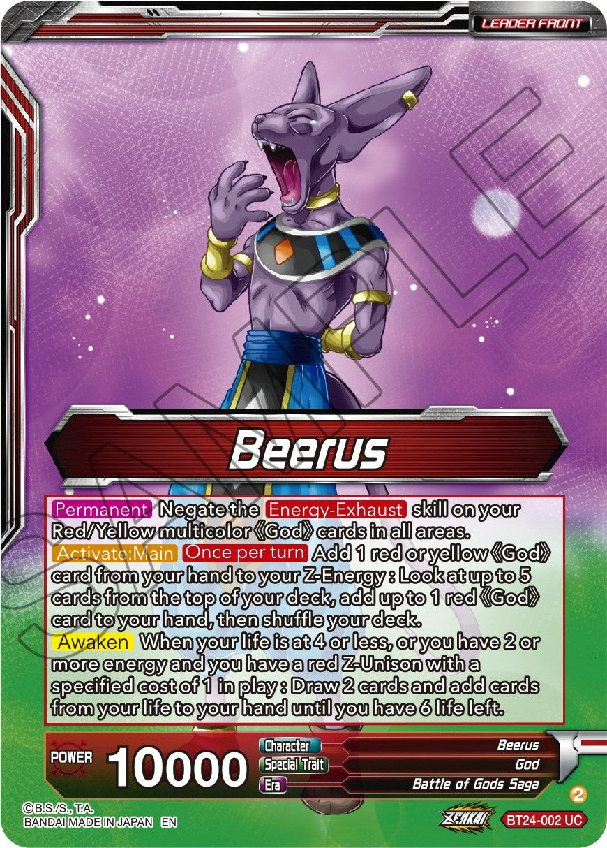 Beerus // Beerus, Pursuing the Power of the Gods (BT24-002) [Beyond Generations] | Shuffle n Cut Hobbies & Games