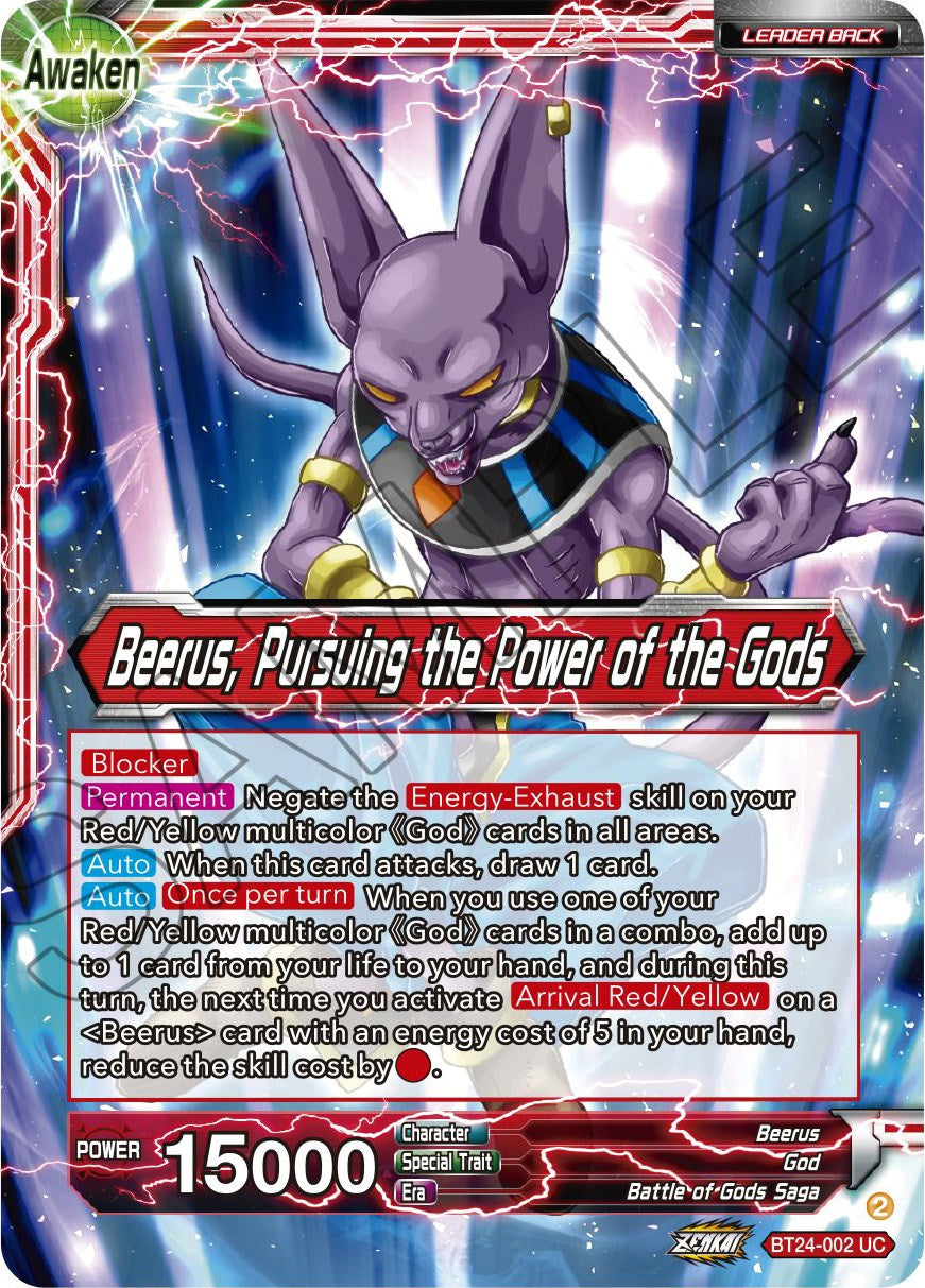 Beerus // Beerus, Pursuing the Power of the Gods (BT24-002) [Beyond Generations] | Shuffle n Cut Hobbies & Games