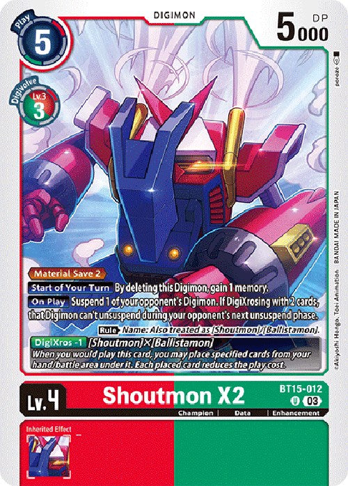 Shoutmon X2 [BT15-012] [Exceed Apocalypse] | Shuffle n Cut Hobbies & Games