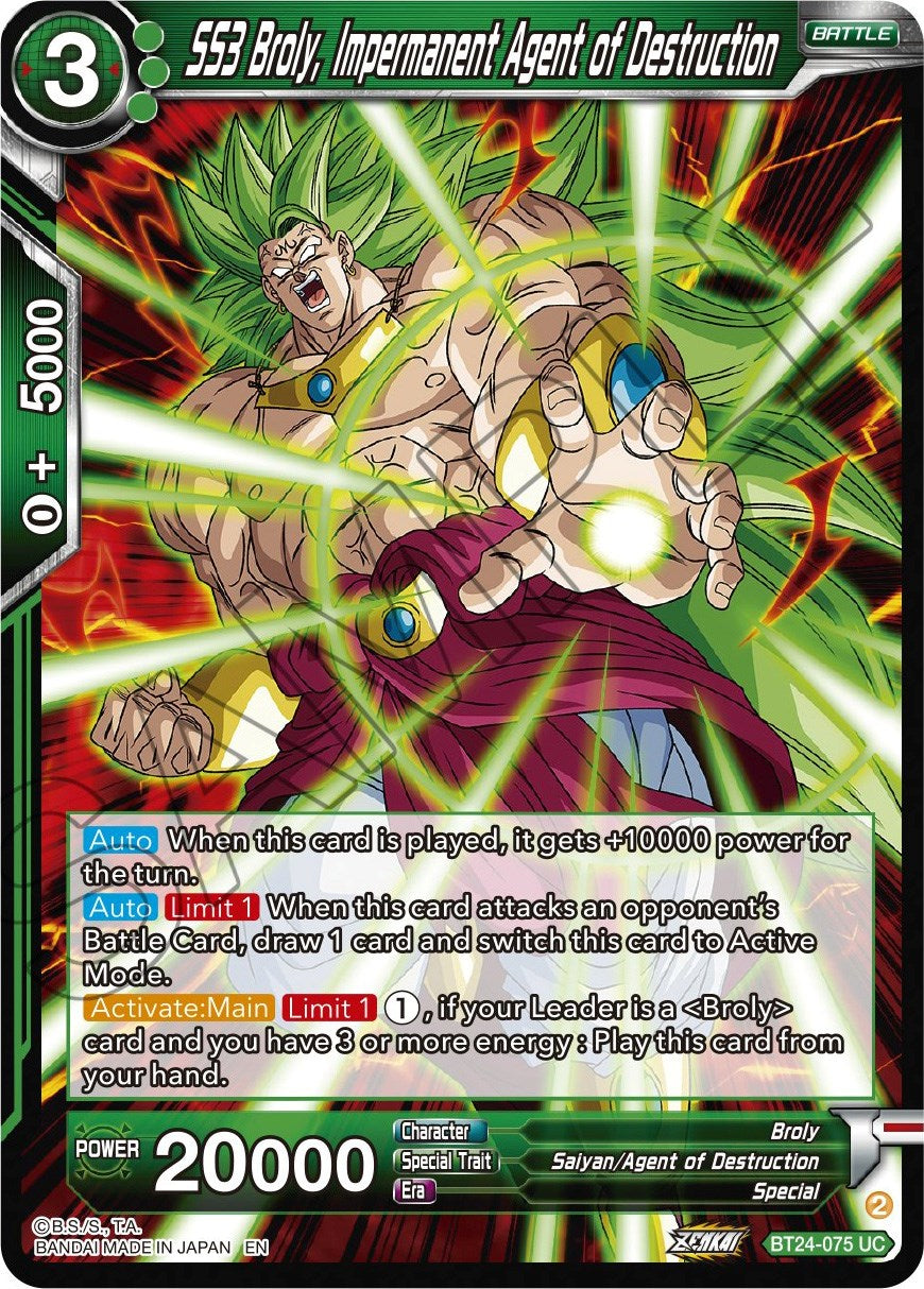 SS3 Broly, Impermanent Agent of Destruction (BT24-075) [Beyond Generations] | Shuffle n Cut Hobbies & Games