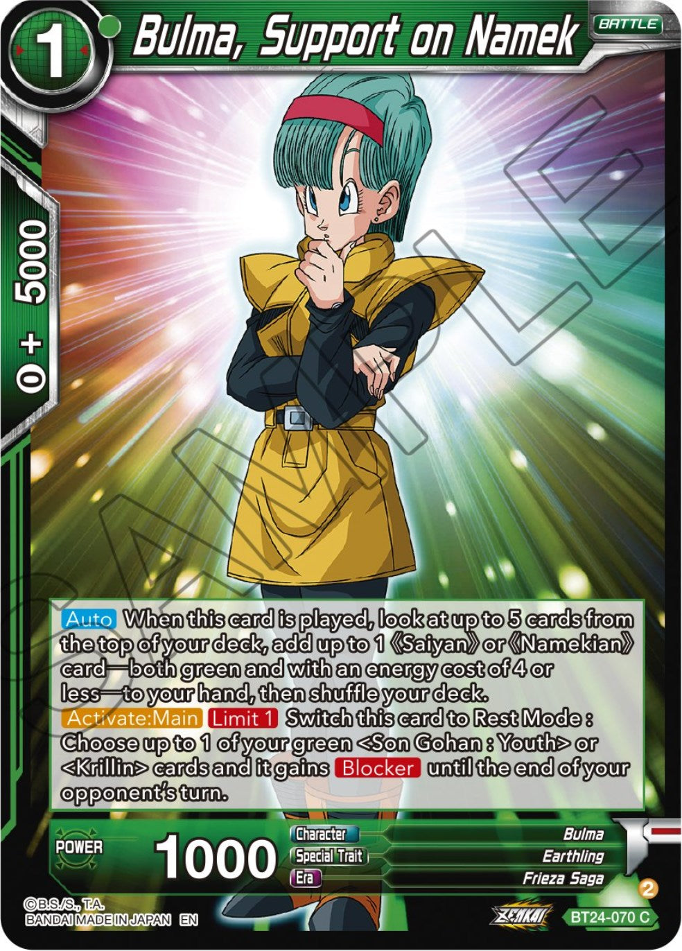 Bulma, Support on Namek (BT24-070) [Beyond Generations] | Shuffle n Cut Hobbies & Games