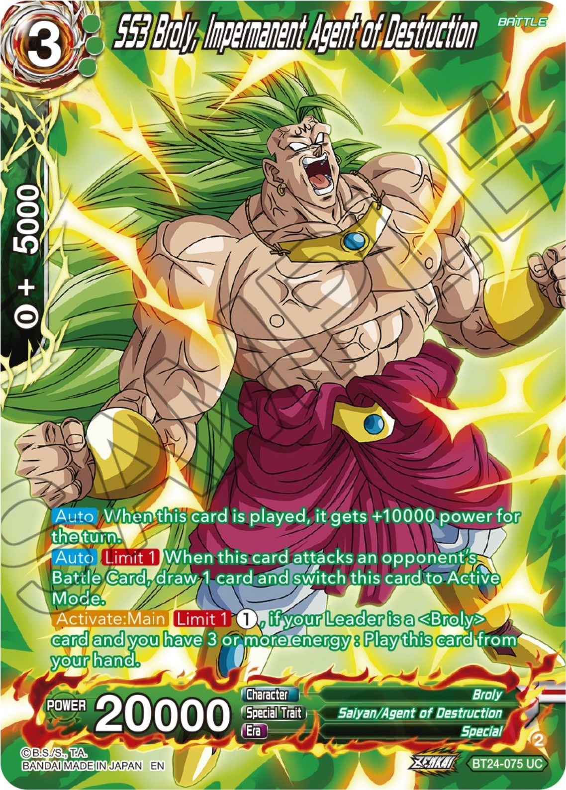 SS3 Broly, Impermanent Agent of Destruction (Collector Booster) (BT24-075) [Beyond Generations] | Shuffle n Cut Hobbies & Games