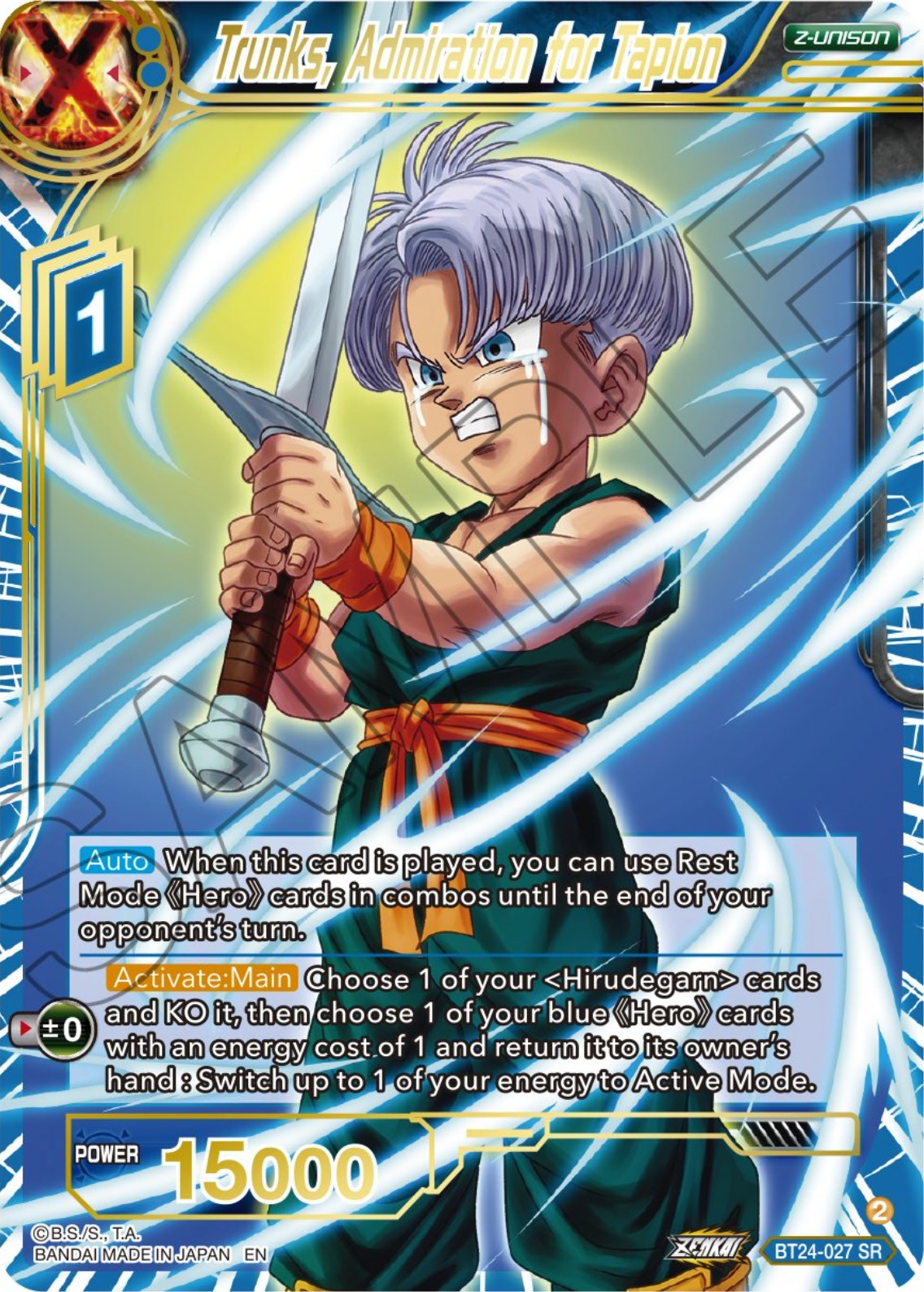 Trunks, Admiration of Tapion (BT24-027) [Beyond Generations] | Shuffle n Cut Hobbies & Games