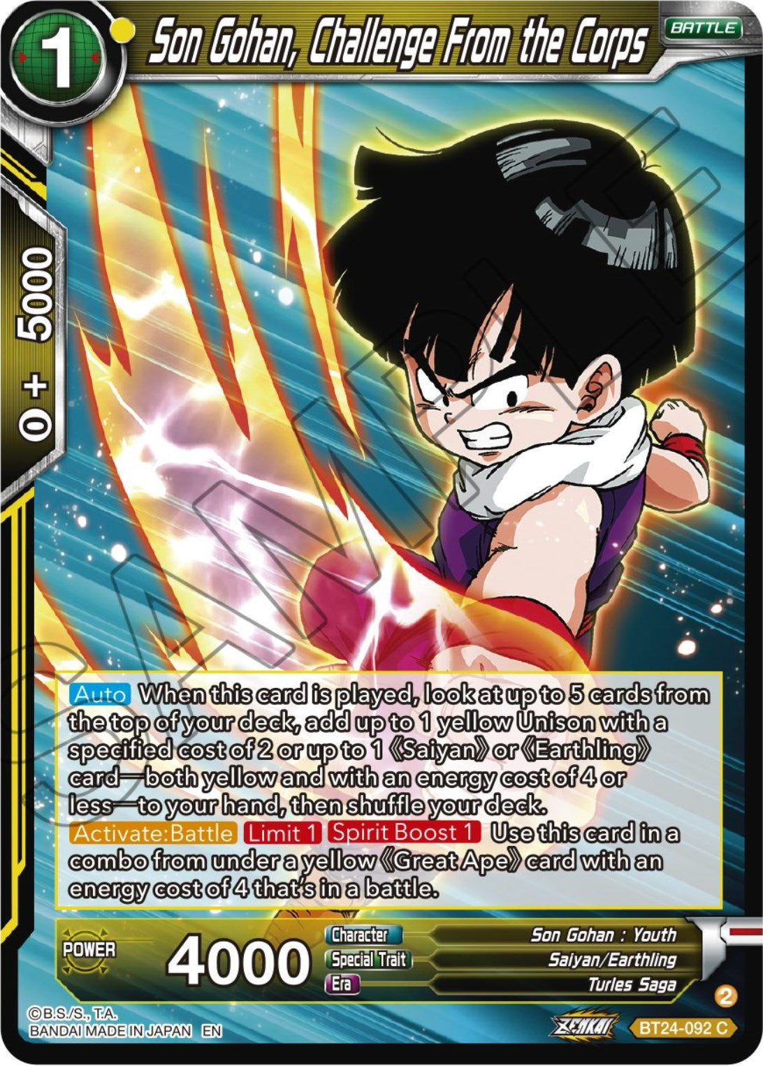 Son Gohan, Challenge From the Corps (BT24-092) [Beyond Generations] | Shuffle n Cut Hobbies & Games